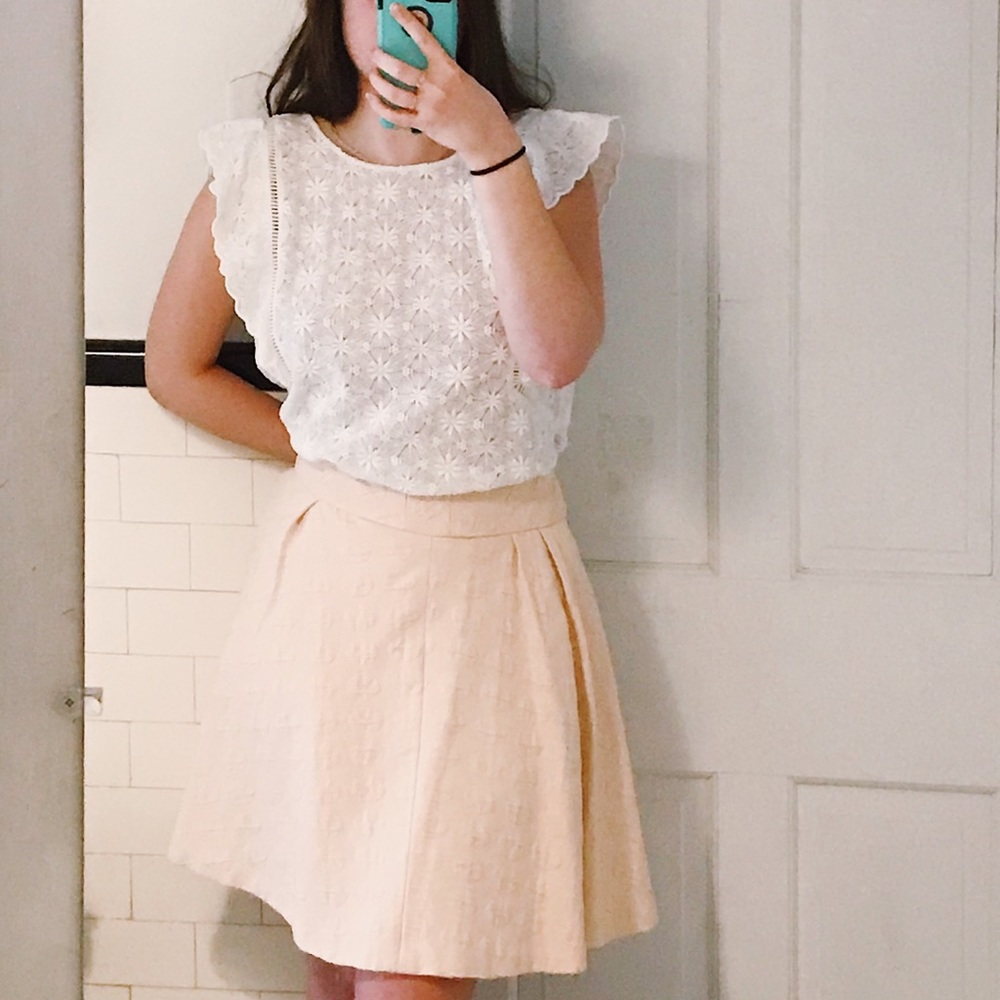 Valentino Blush Silk A-Line Skirt
